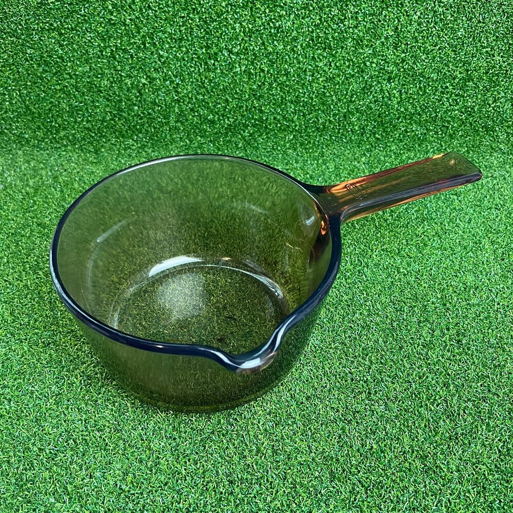Vintage Vision Corning Glass Ceramic Amber Saucepan 1L